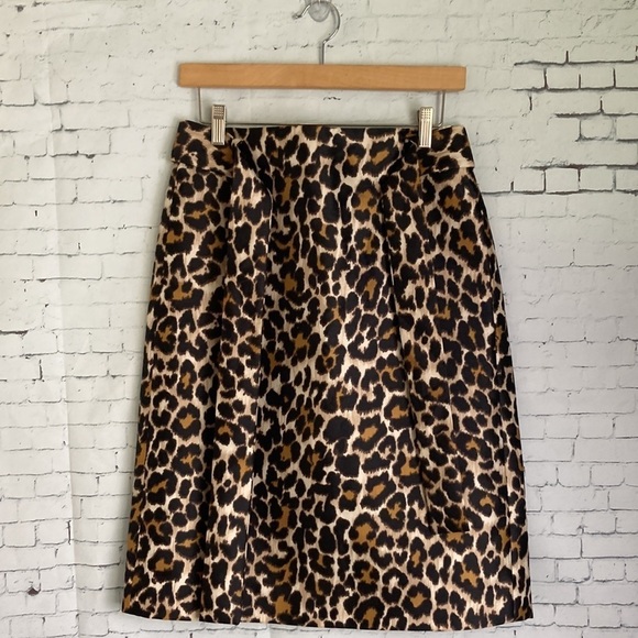 J Crew tie waist leopard pencil skirt sz 4 animal print office workwear cheetah - Picture 9 of 16